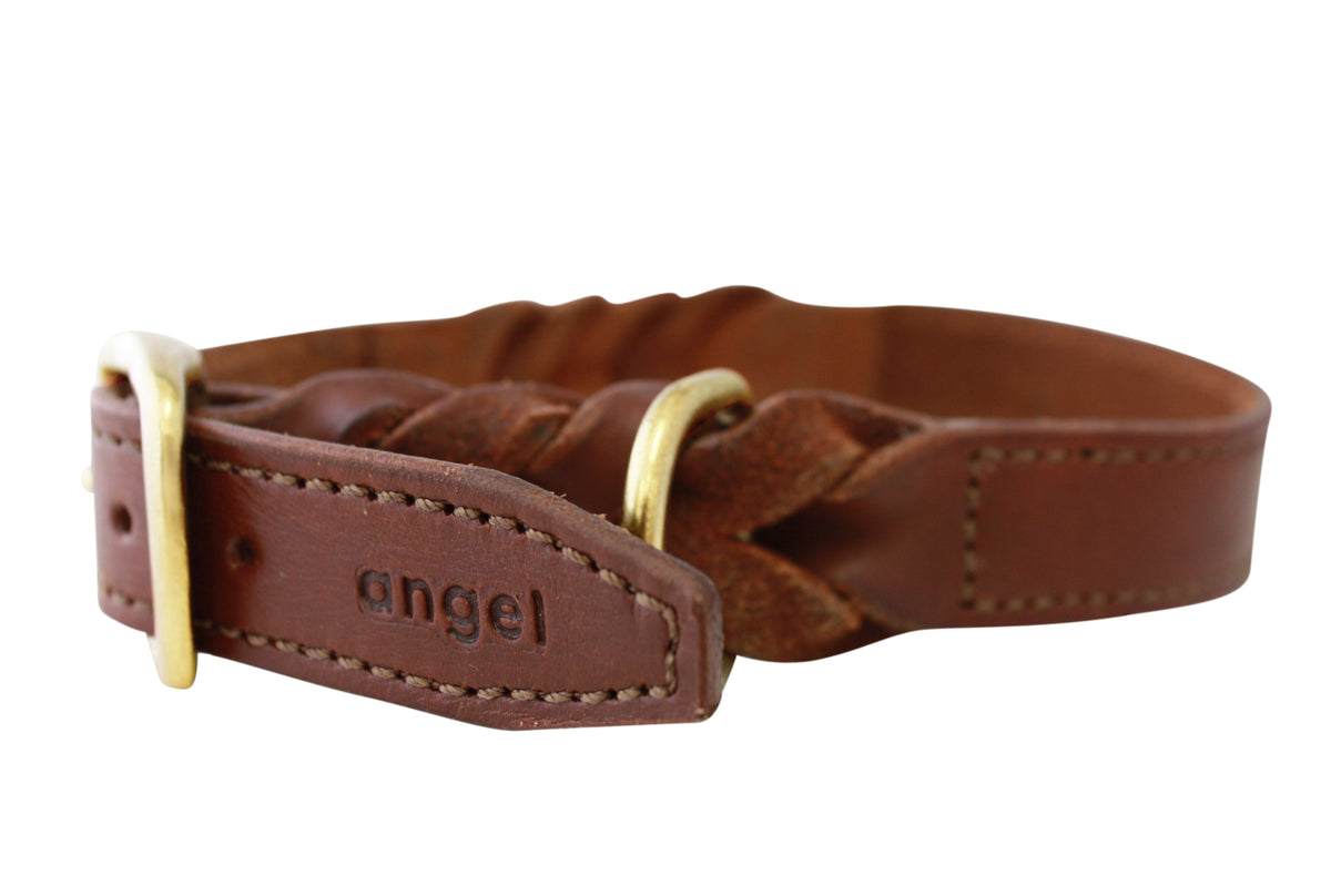 Braided Collar Dog Collar Genuine Leather D-Ring Durable Premium Quality –  angelpet-supplies