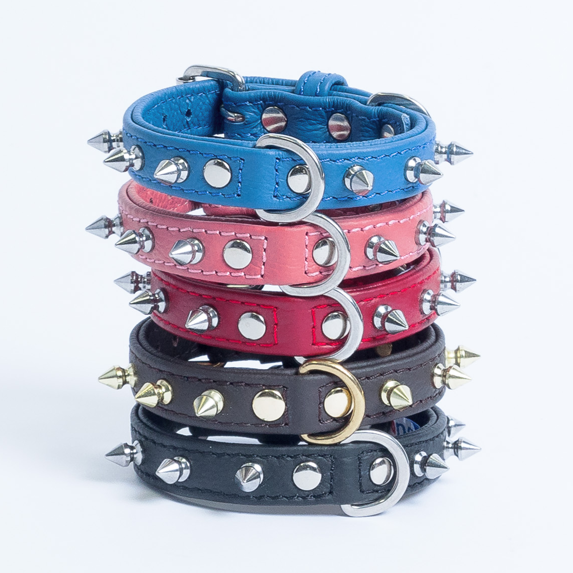 Rotterdam Spiked Dog Collar Genuine Leather D Ring Durable Quality